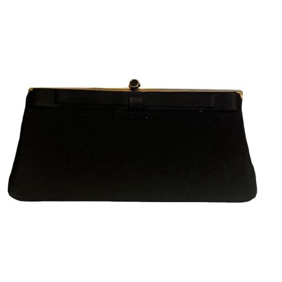 No Brand Handbags - HL USA formal evening event black tie clutch hold chain black bow